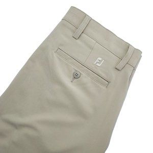 FootJoy FJ Men's 33x30 Solid Khaki Tan Beige Flat Front Straight Leg Golf Pants